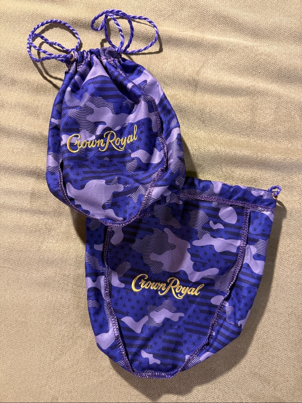 Limited Edition Crown Royal Purple Camo Drawstring Pouches - Set of 2